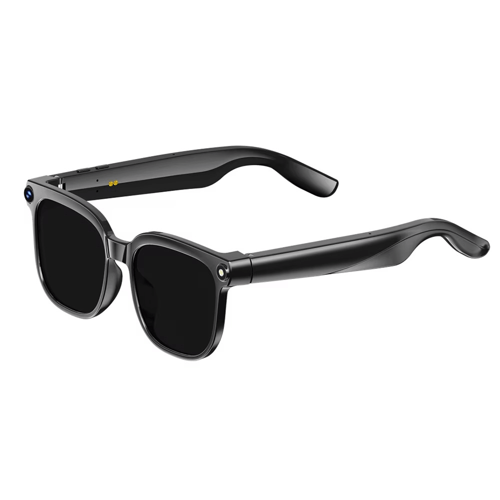 VisionAI Pro smart glasses with camera showcasing sleek black design and integrated camera features.
