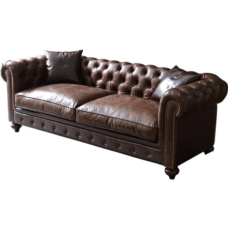 Luxurious Leather Double Sofa With Two Pillows