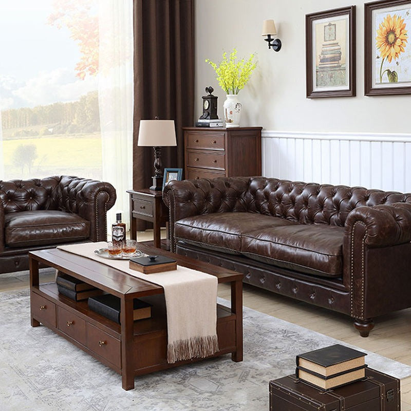 Luxurious Leather Double Sofa With Two Pillows