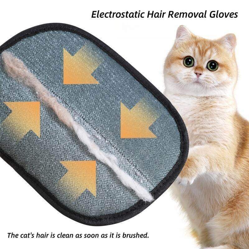 Pet Hair Removal Glove featuring a textured silicone surface designed to trap loose fur from cats and dogs during grooming.