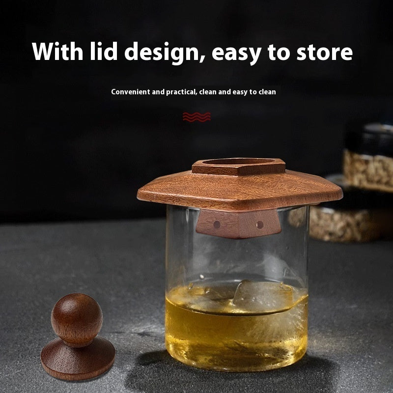 Wooden Cocktail Smoker Kit featuring a hexagonal lid design for easy storage and practicality.