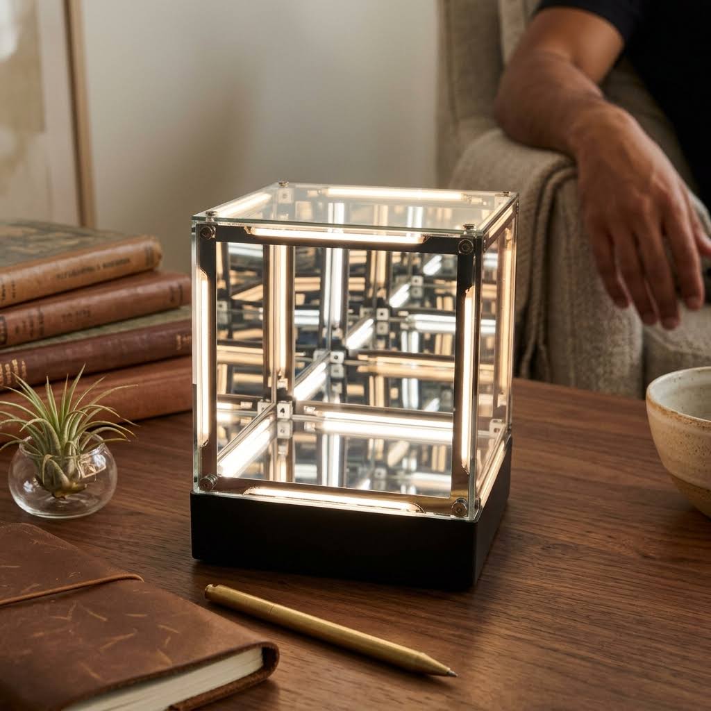 Cubo Interestelar | Espejo y lámpara de escritorio 4D Abyss Infinity