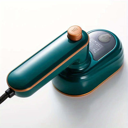 Portable mini travel iron with rotating handle in green