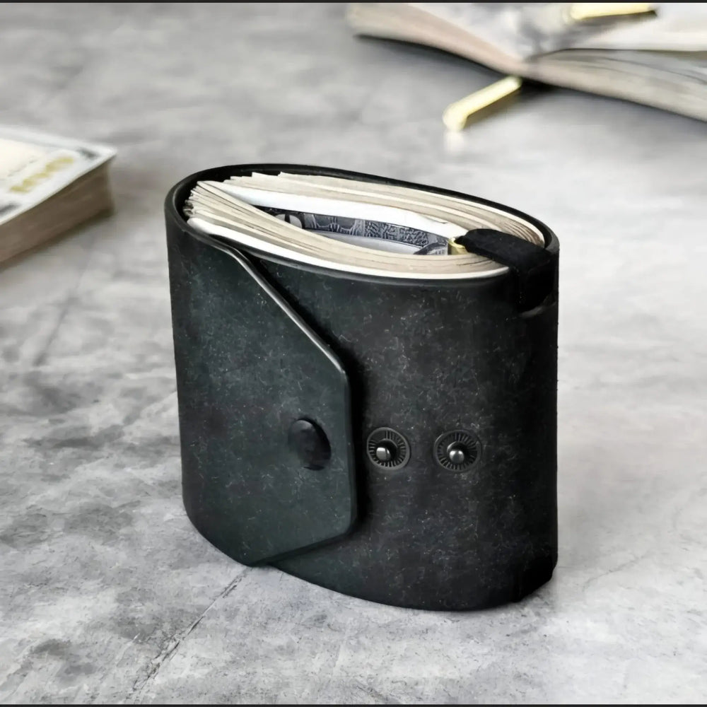 Premium genuine leather cash wrap wallet showcasing a sleek design and cash management features.