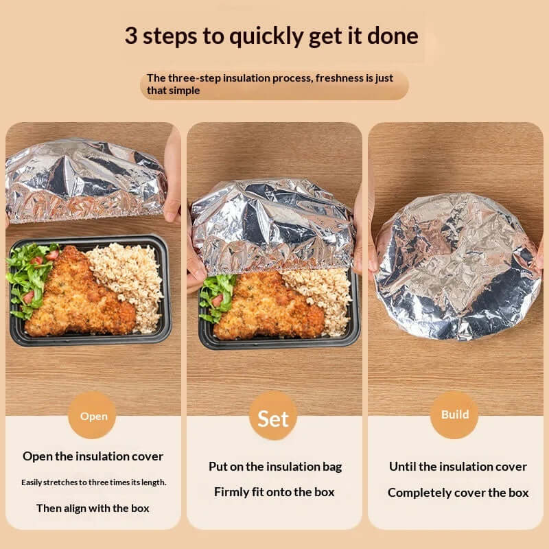 3 steps to use Aluminum Foil Food Covers for effective thermal insulation and food temperature retention.
