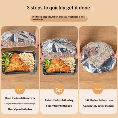 3 steps to use Aluminum Foil Food Covers for effective thermal insulation and food temperature retention.