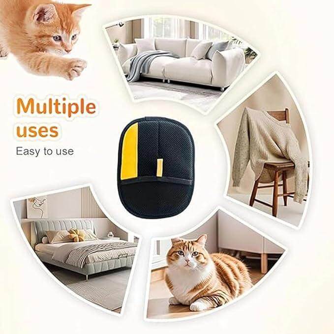 Pet Hair Removal Glove featuring a textured silicone surface designed to trap loose fur from cats and dogs during grooming.