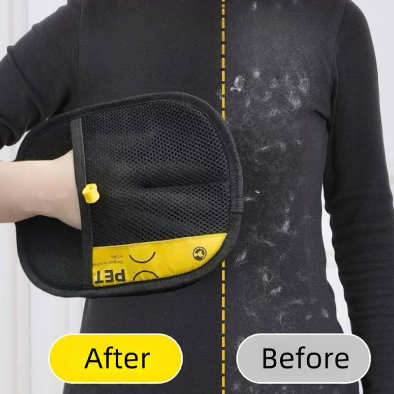 Pet Hair Removal Glove featuring a textured silicone surface designed to trap loose fur from cats and dogs during grooming.