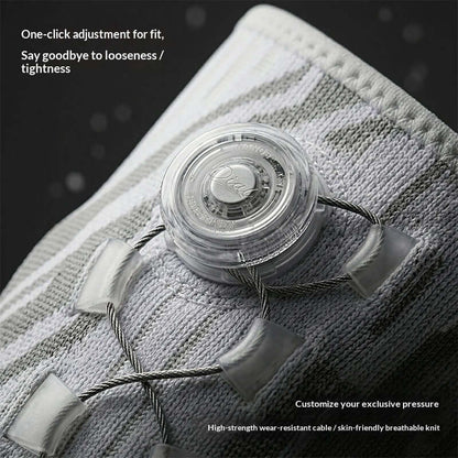 Knob Style Knee Pads adjustable fit mechanism providing one-click customization for support and stability.
