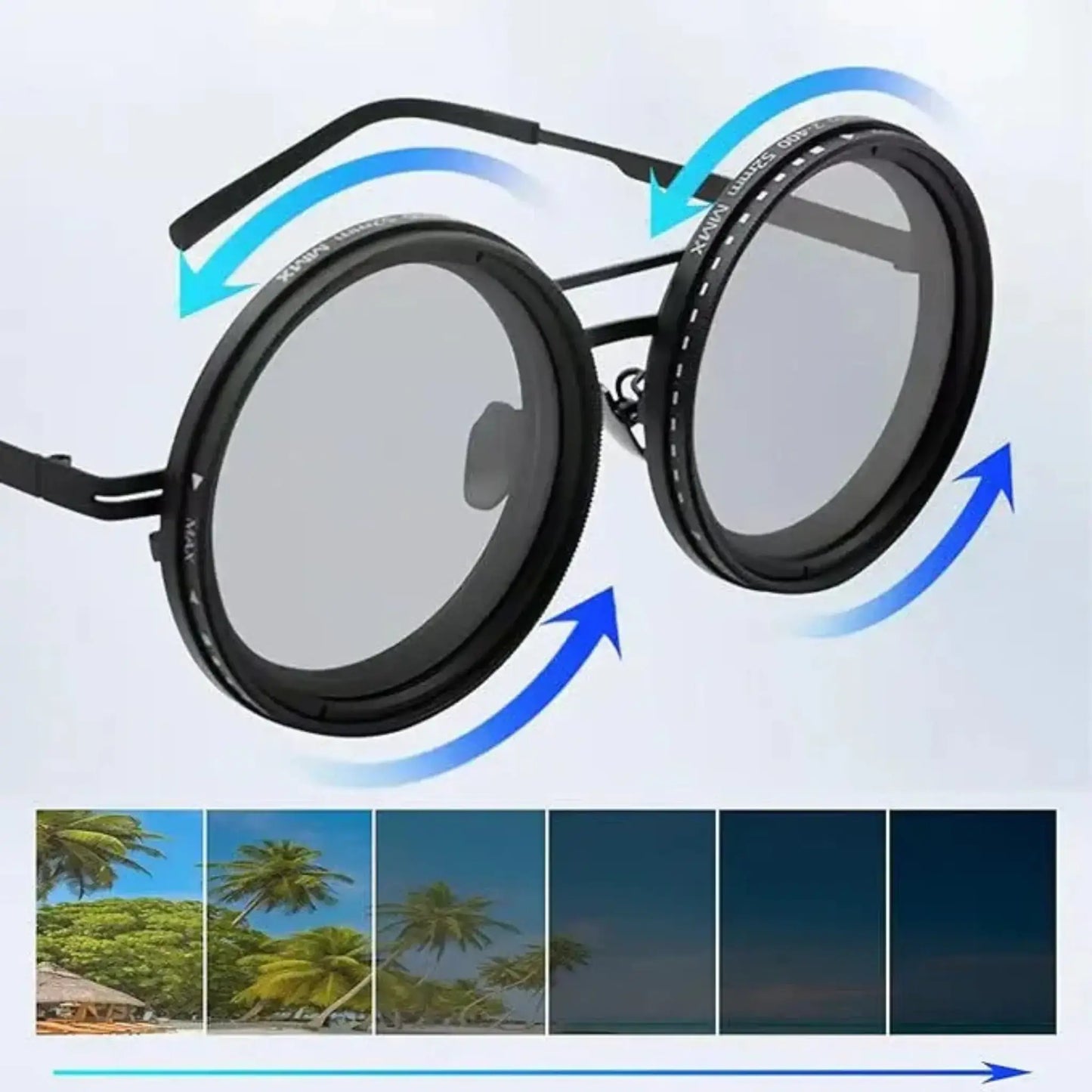 Adjustable Tint Sunglasses: SmartShade HD showcasing adjustable lenses for various lighting conditions.