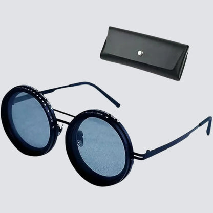Adjustable Tint Sunglasses: SmartShade HD with a sleek design and carrying case.