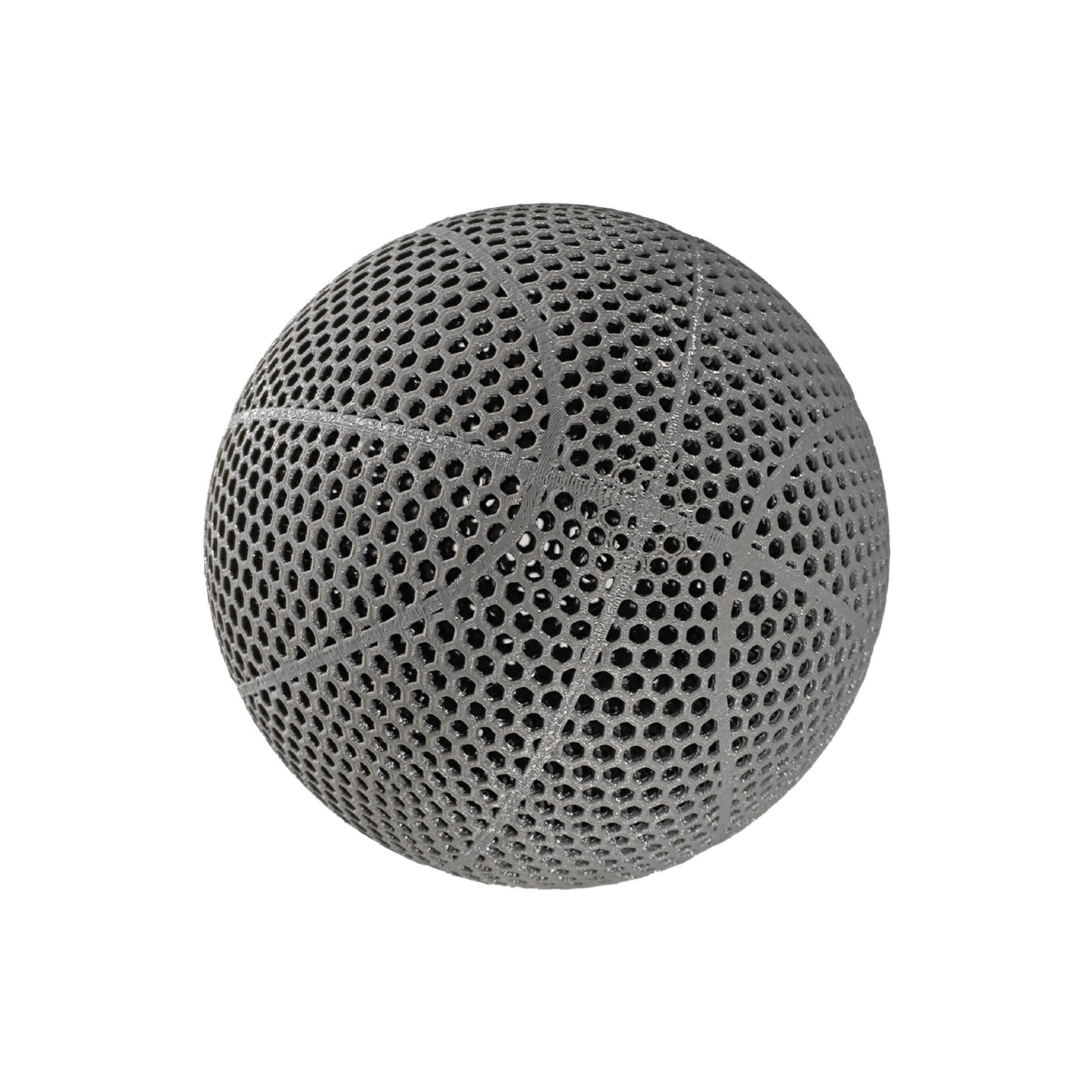 Airless Basketball - 3D printed and inflatable-free size 7 with a hollow honeycomb design.