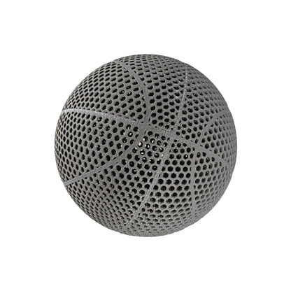 Airless Basketball - 3D printed and inflatable-free size 7 with a hollow honeycomb design.