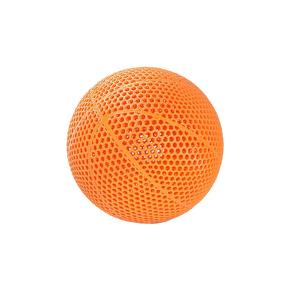 size 7 airless basketball displaying the 3d printed honeycomb basketball lattice structure and grip channels.