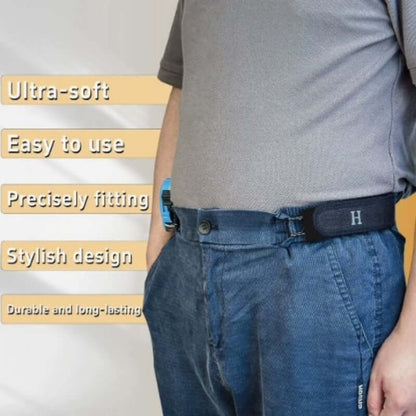 Buckleless Elastic Waist Belts displayed on a person, showcasing ultra-soft material and stylish design.