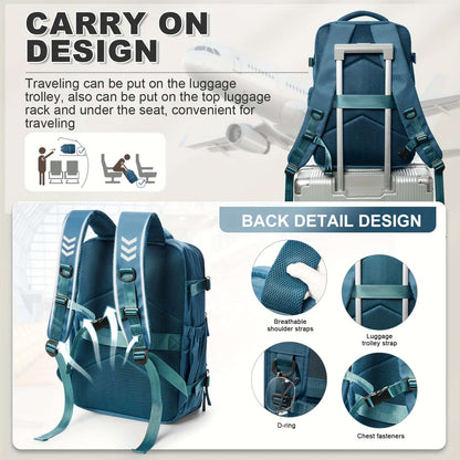 Vacuum Backpack with breathable shoulder straps and luggage trolley compatibility for convenient travel.