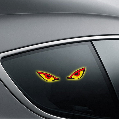 Car Window Evil Eyes Neon Light featuring striking red and yellow eyes on a vehicle window.