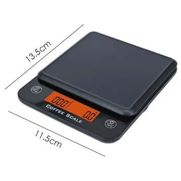 Travel coffee maker set coffee scale with digital display for precise brewing measurements.