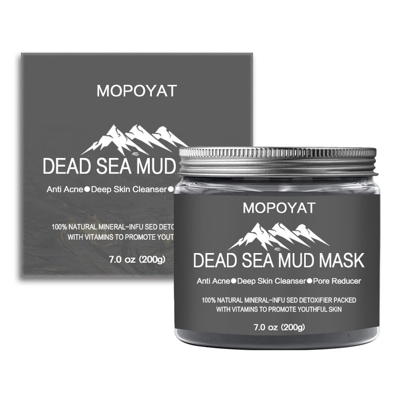 Dead Sea Mud Mask for Face and Body – The MERIDIAN Natural Clay in a jar with product details and packaging.