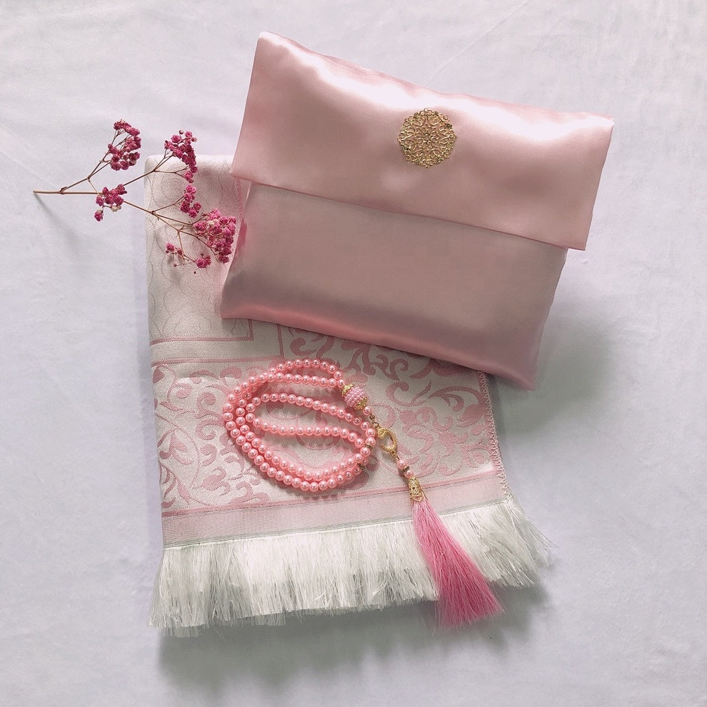 Prayer Mat and Beads Set With Bag