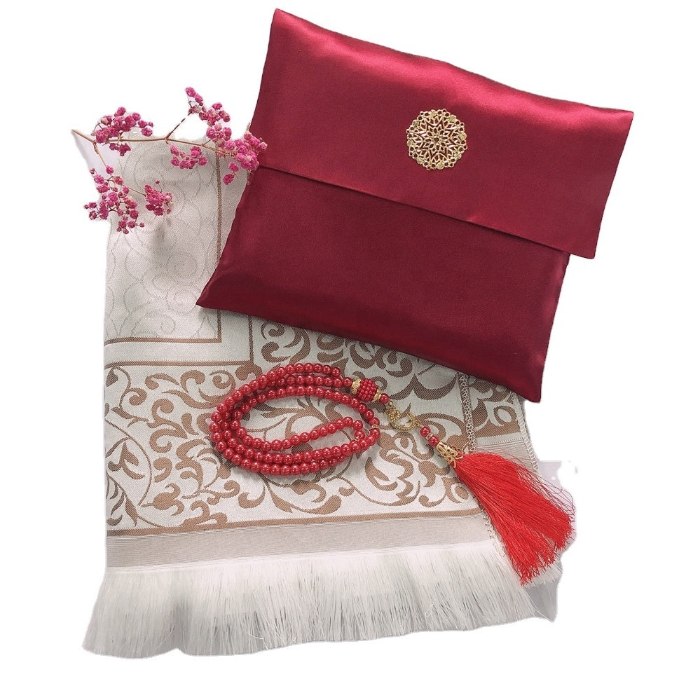 Prayer Mat and Beads Set With Bag