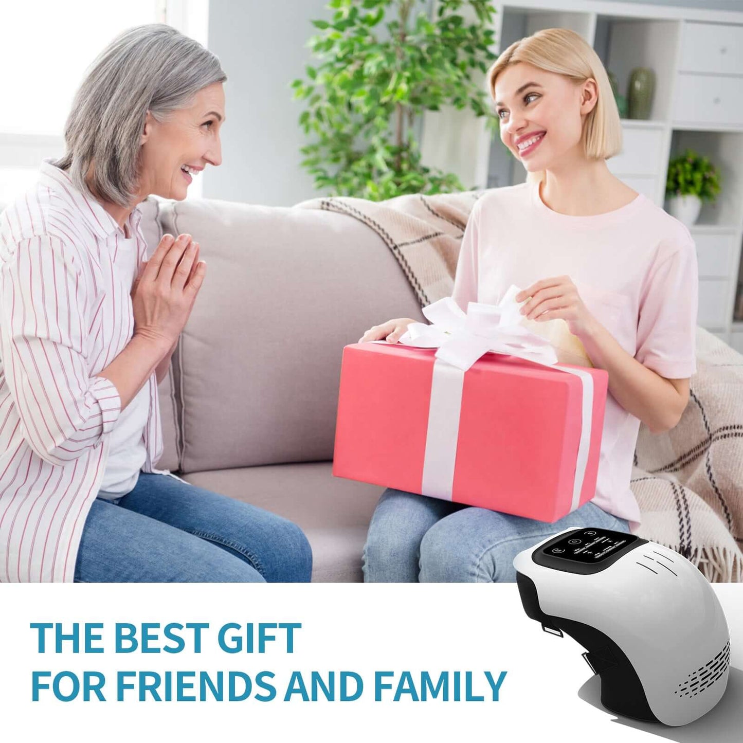 Advanced Laser Knee Massager with digital touch controls and infrared therapy sensors.