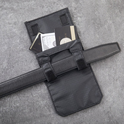 Hidden Travel Passport Wallet opened to show passports and cash inside a secure pouch for anti-theft protection.
