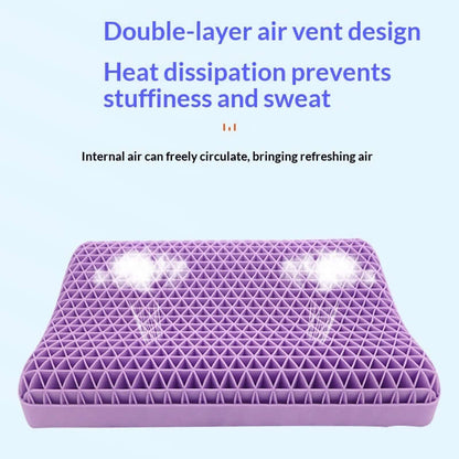 Honeycomb Gel Pillow showcasing double-layer air vent design for effective heat dissipation and comfort.