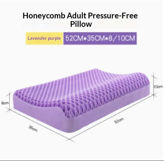 Honeycomb Gel Pillow with high elasticity, lavender purple color, measuring 52 x 35 cm, designed for comfort.