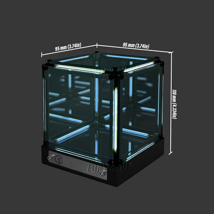 Interstellar Cube 4D Abyss infinity mirror lamp with hypnotic portal light effect.