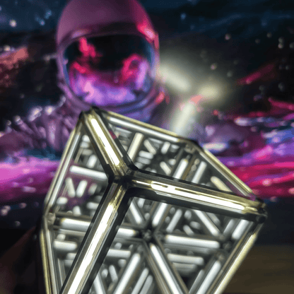 Interstellar Cube 4D Abyss infinity mirror lamp with hypnotic portal light effect.