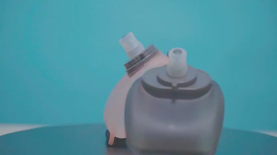 Running Wrist Water Bottle –  Hands-Free Wearable Bottle displayed on a sleek surface against a vibrant blue background.