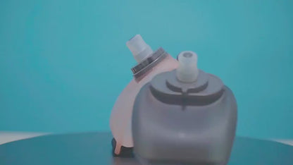 Running Wrist Water Bottle –  Hands-Free Wearable Bottle displayed on a sleek surface against a vibrant blue background.