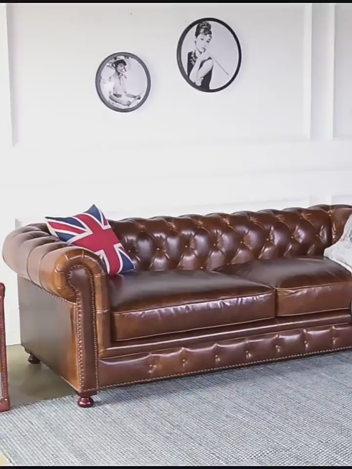 Luxurious Leather Double Sofa With Two Pillows