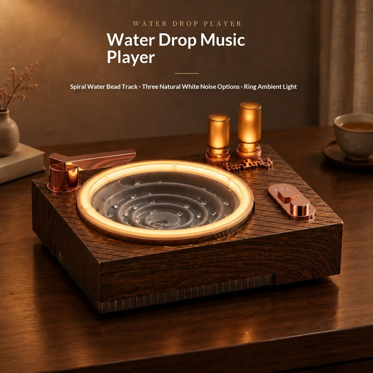Record player night light and white noise machine with RGB light