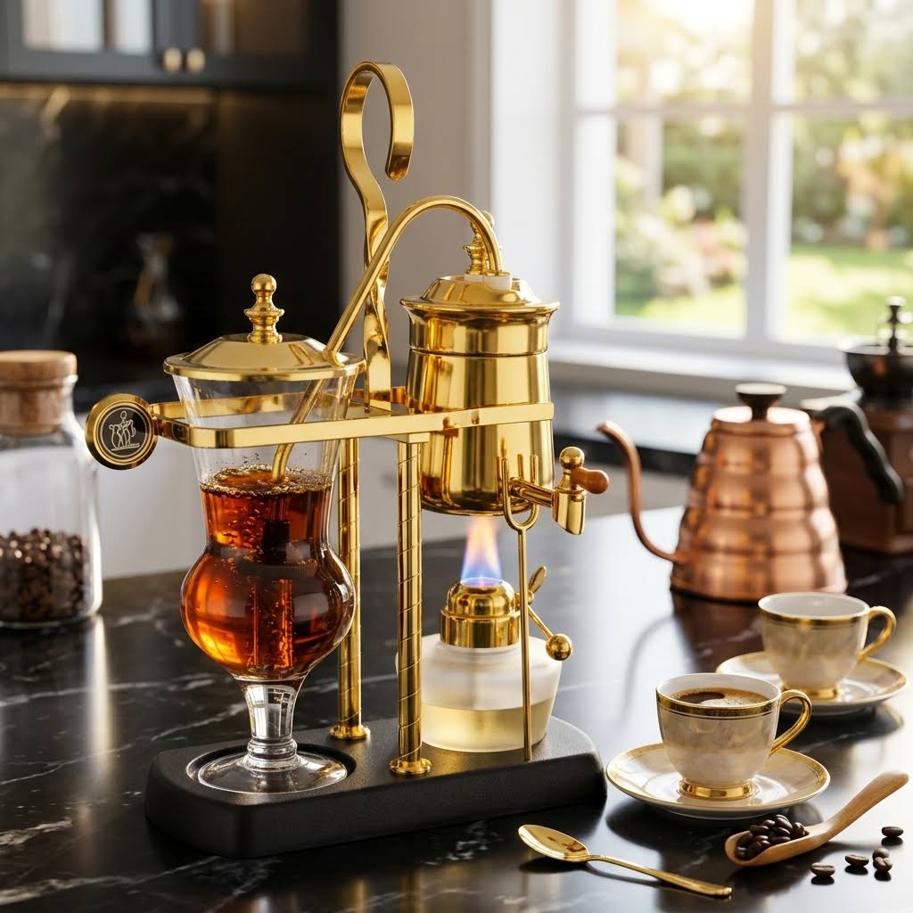 Cafetera belga vintage | Cafetera de sifón de lujo