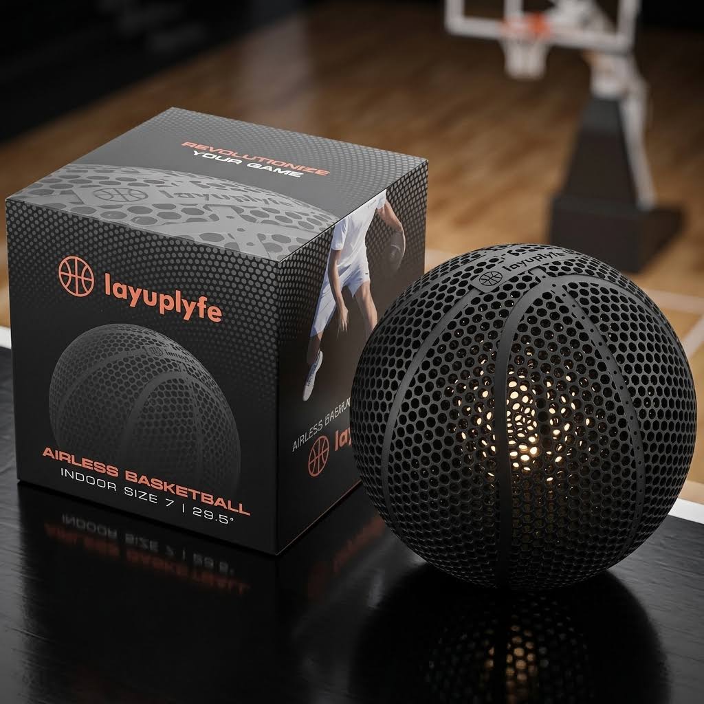 Balón de baloncesto sin aire impreso en 3D: Balón de baloncesto LAYUPLYFE talla 7