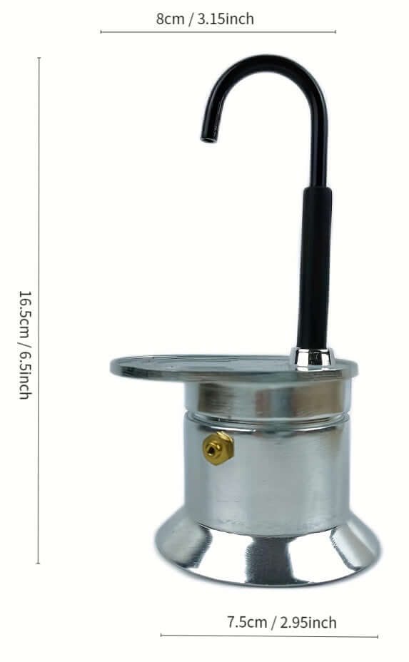 Single-Shot Aluminum Moka Pot with a classic octagonal design and heat-resistant handle on a minimalist kitchen counter.