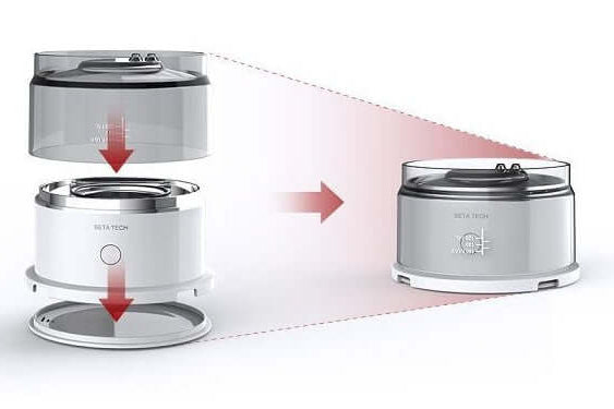 Smart coffee maker demonstrating its modular design and easy assembly for efficient brewing.