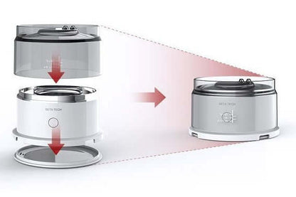 Smart coffee maker demonstrating its modular design and easy assembly for efficient brewing.
