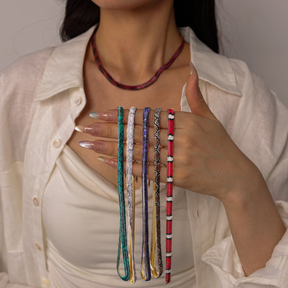 Snake pendant necklace with colorful snake charm on copper chain