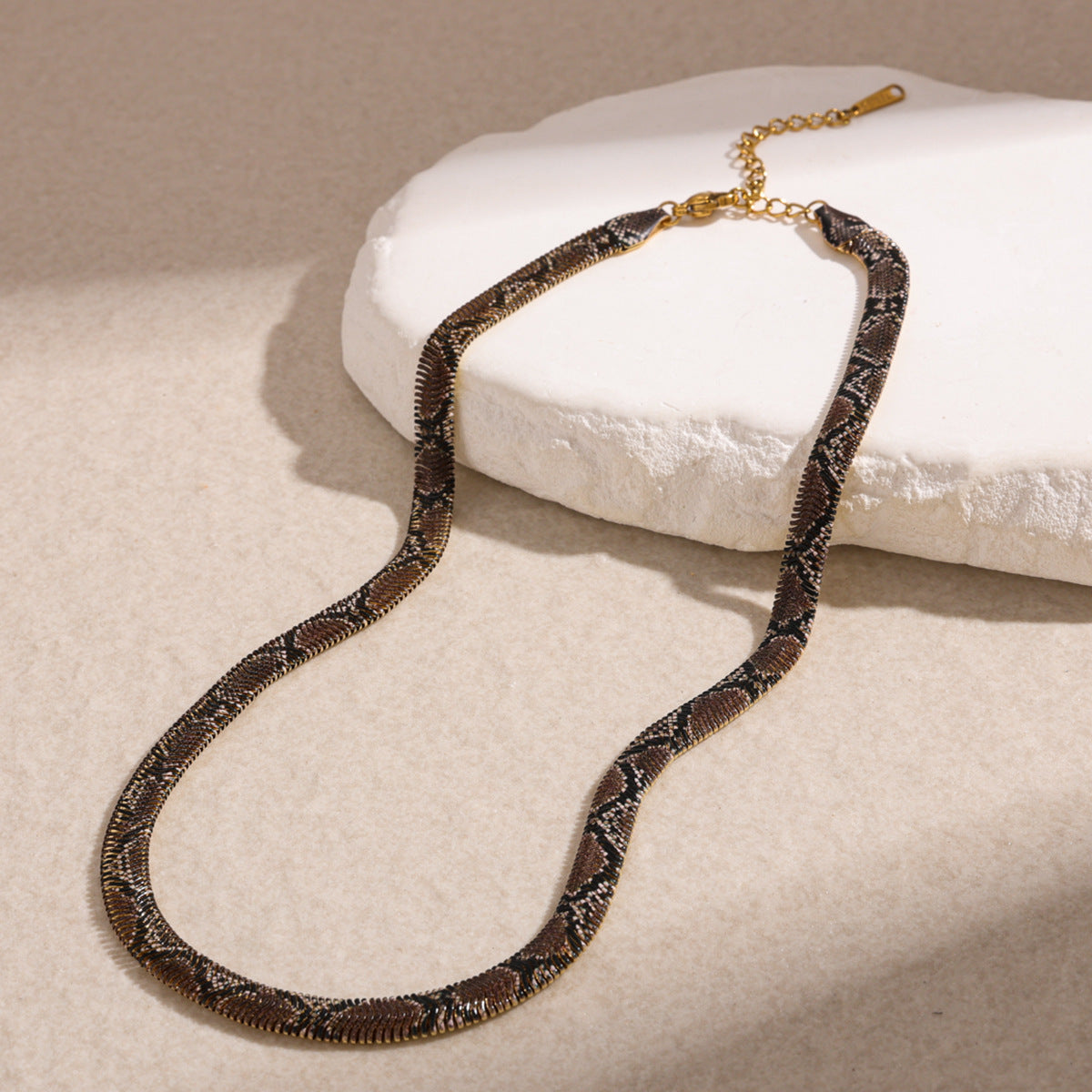 Snake pendant necklace with colorful snake charm on copper chain – photo 10