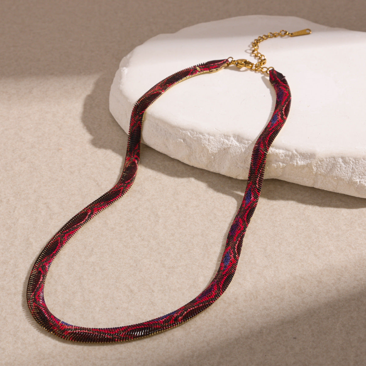 Snake pendant necklace with colorful snake charm on copper chain – photo 2