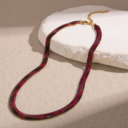 Snake pendant necklace with colorful snake charm on copper chain – photo 2
