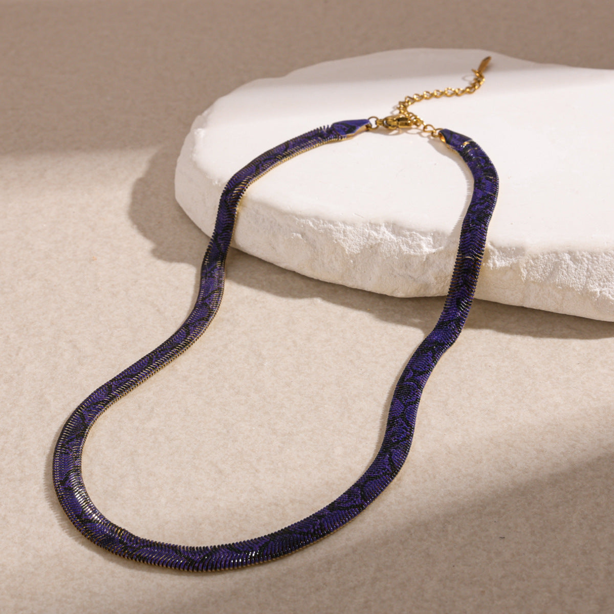 Snake pendant necklace with colorful snake charm on copper chain – photo 3