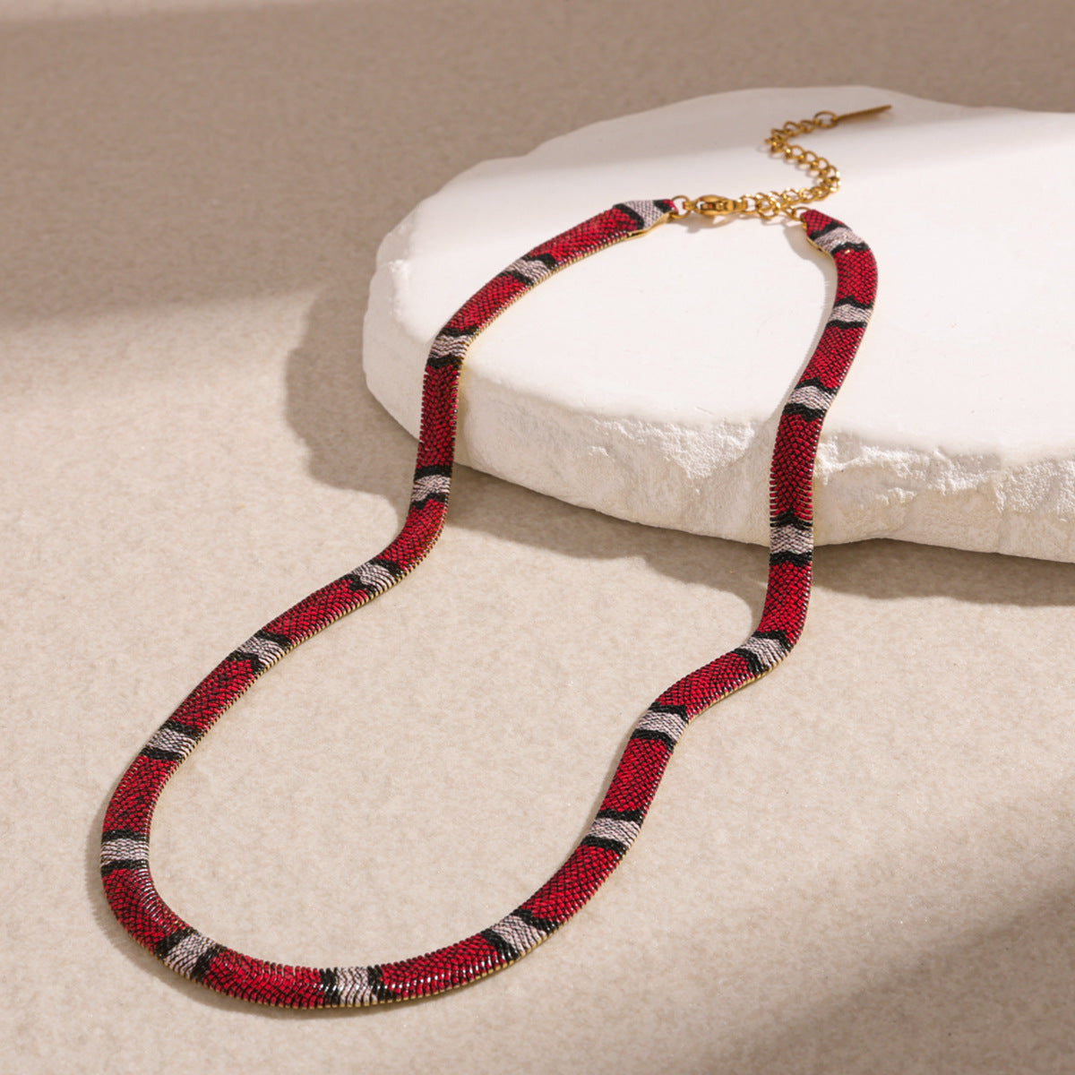 Snake pendant necklace with colorful snake charm on copper chain – photo 5