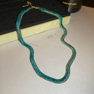 Snake pendant necklace with colorful snake charm on copper chain – photo 6