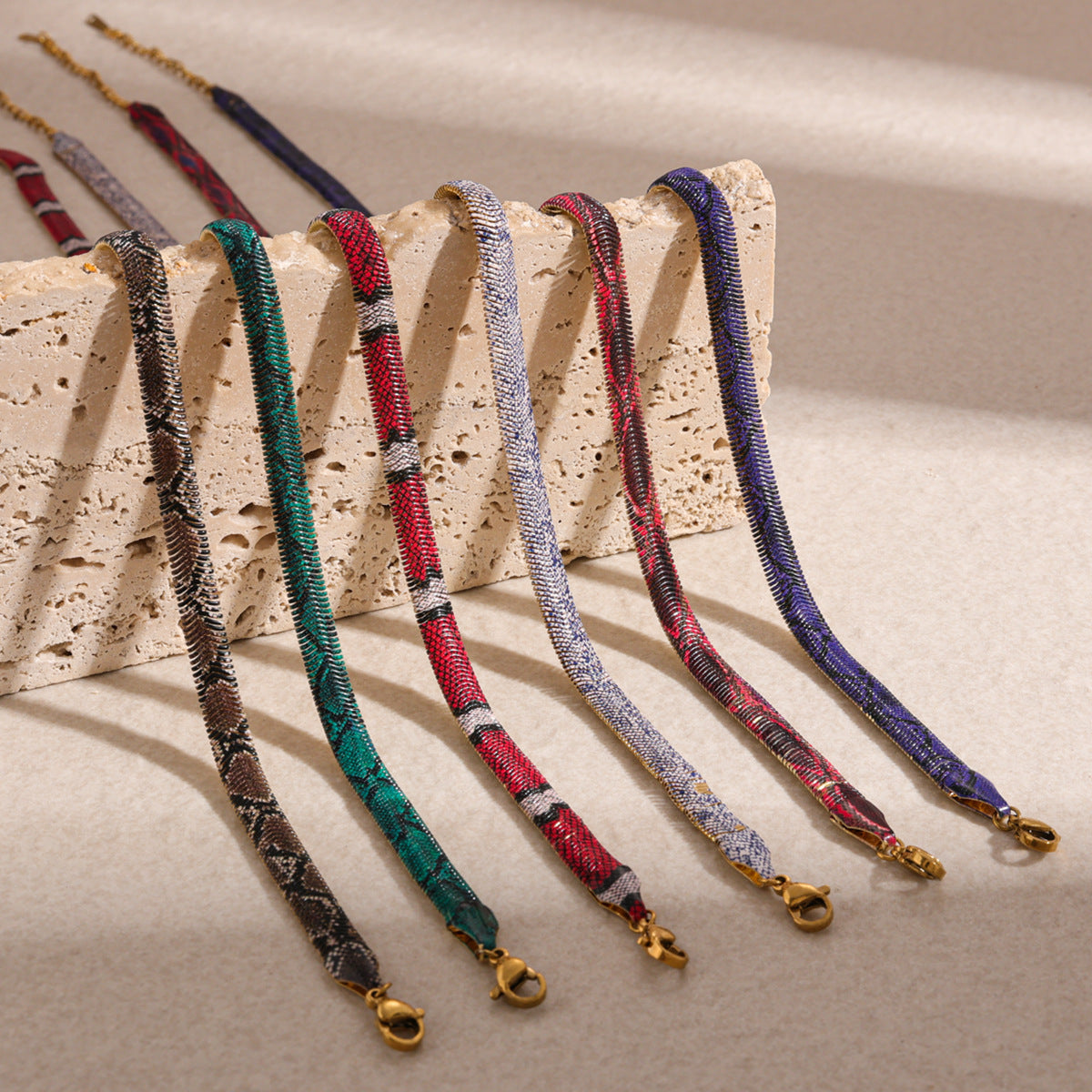 Snake pendant necklace with colorful snake charm on copper chain – photo 7