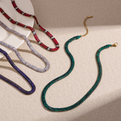 Snake pendant necklace with colorful snake charm on copper chain – photo 9