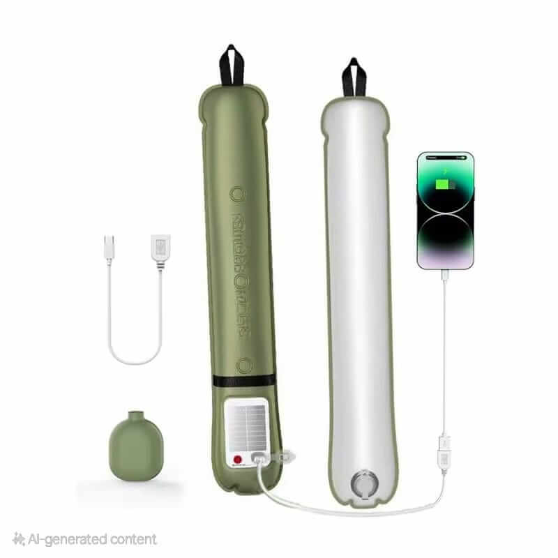 Image of Solar Glo, a solar rechargeable light tube, with a phone charging and portable design.